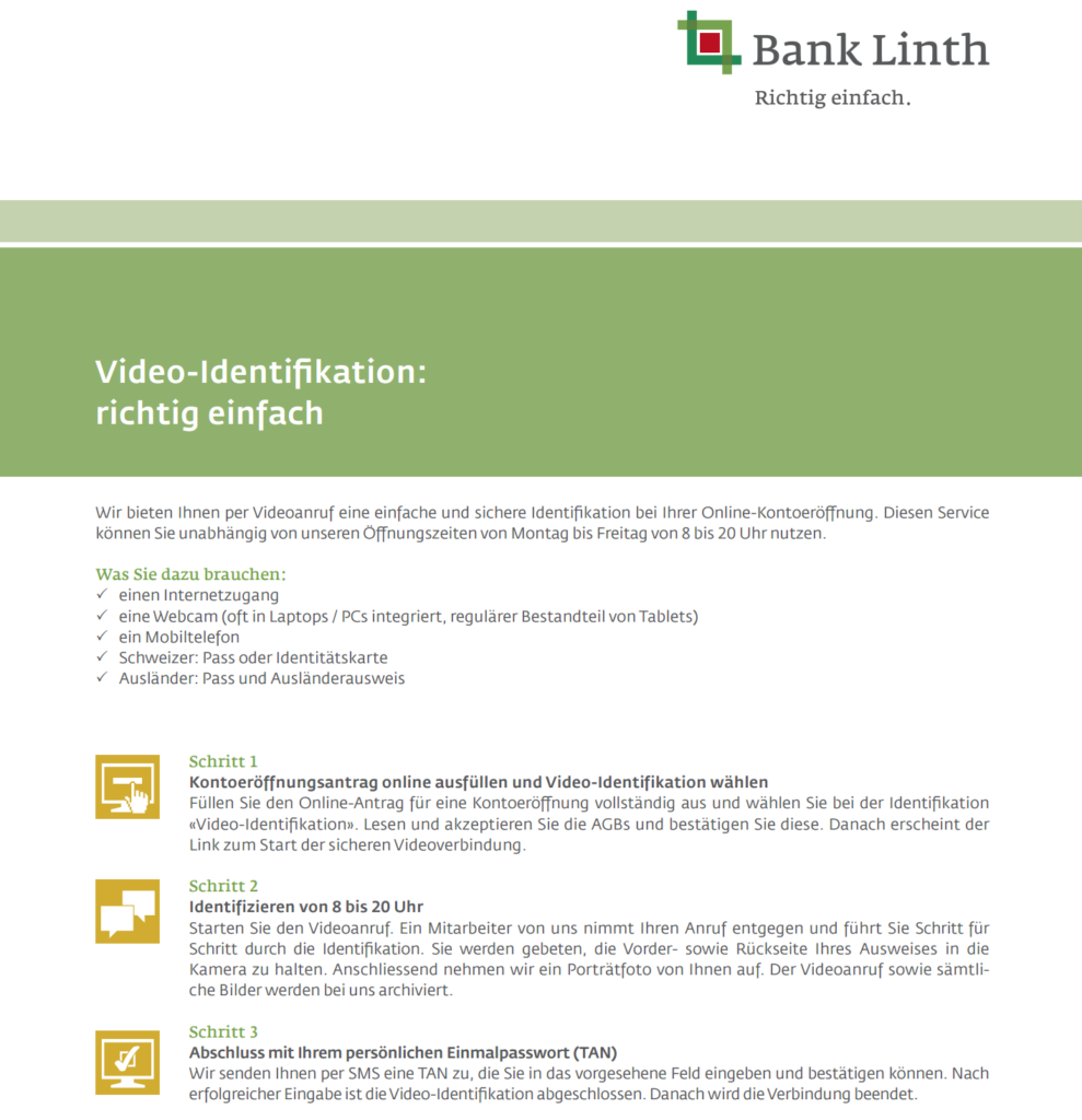 Bank Linth Kontoeröffnung online
